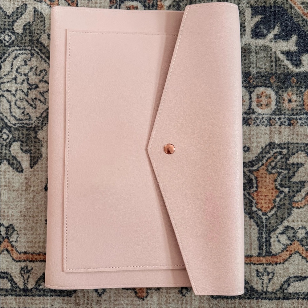 Elegant Vegan Pink Leather Clutch Work Portfolio Tablet Case